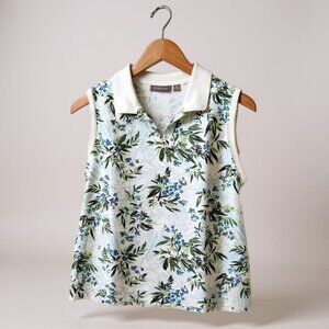Croft & Barrow Blue and Green Floral Blouse